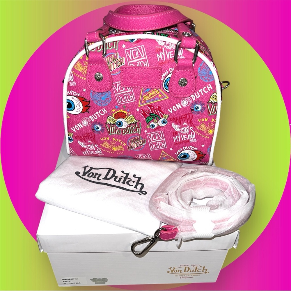 AUTHENTIC🩷 Von Dutch Pink Graphic Women's Bag